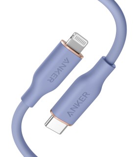 کابل شارژ سریع ۰.۹ متری USB-C به Lightning انکر مدل Anker PowerLine III Flow | رنگ بنفش