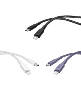 کابل شارژ سریع ۱.۲ متری USB-C به Lightning پاورولوژی مدل Powerology Braided 60w | رنگ مشکی