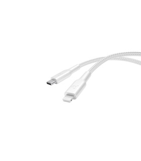 کابل شارژ سریع ۱.۲ متری USB-C به Lightning پاورولوژی مدل Powerology Braided 60w | رنگ سفید