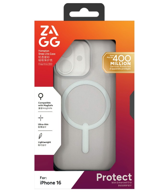 قاب مگ‌سیف آیفون زگ مدل ZAGG Hampton Snap Lite Case مناسب برای آیفون ۱۶ | رنگ سفید مات