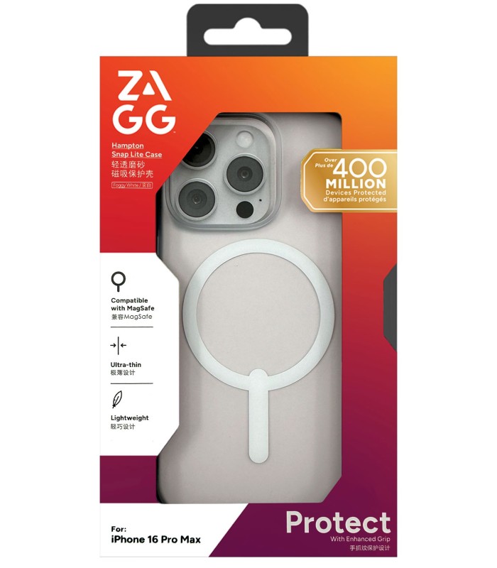 قاب مگ‌سیف آیفون زگ مدل ZAGG Hampton Snap Lite Case مناسب برای آیفون ۱۶ پرومکس | رنگ سفید مات