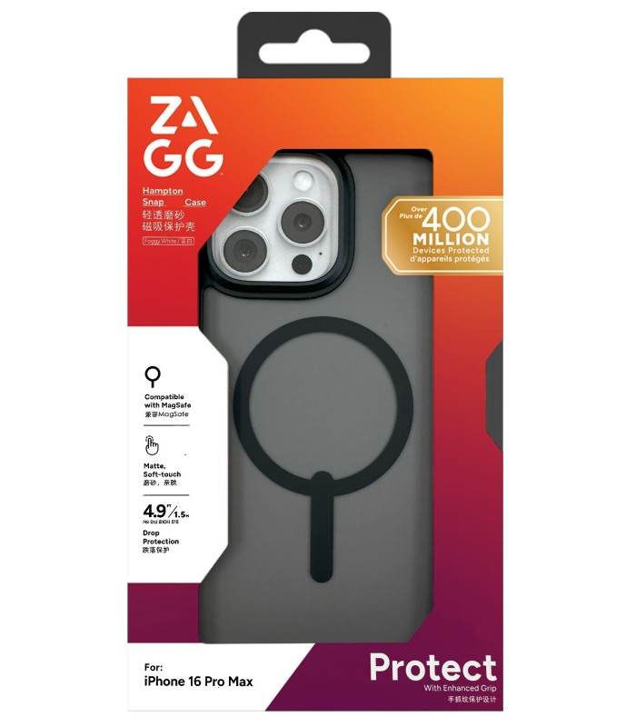 قاب مگ‌سیف آیفون زگ مدل ZAGG Hampton Snap Case مناسب برای آیفون ۱۶ پرومکس | رنگ مشکی