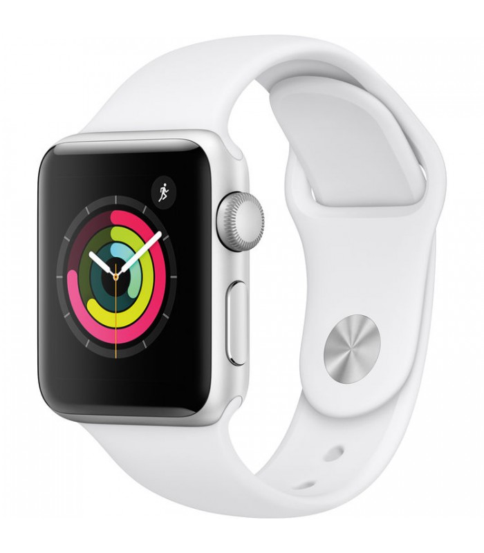 ساعت هوشمند اپل واچ سری ۳ مدل 38mm Silver Aluminum Case with White Sport Band