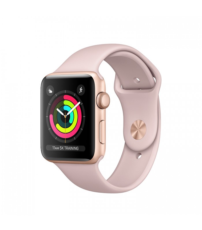 ساعت هوشمند اپل واچ سری ۳ مدل 42mm Gold Aluminum Case with Pink Sand Band