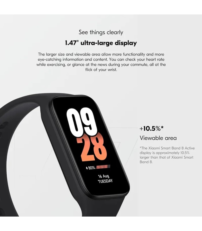 مچ بند هوشمند شیائومی مدل Xiaomi Smart Band 8 active (Mi Band 8)-مشکی- نسخه اکتیو