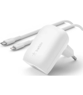 شارژر دیواری ۳۰ وات بلکین به همراه کابل لایتینگ BoostCharge USB-C with Lightning Connector – مدل WCA005vf1MWH-B5