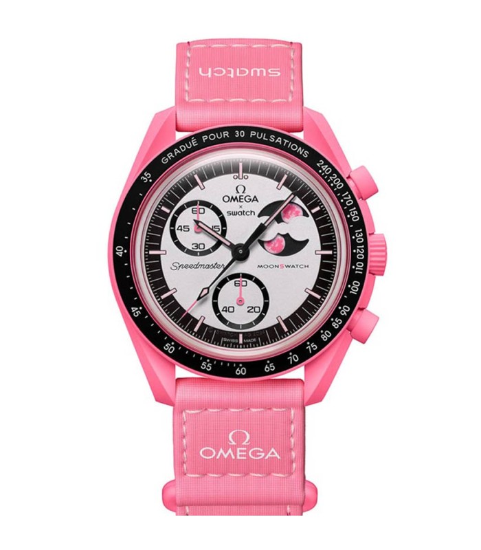 ساعت امگا سواچ مدل MISSION TO THE PINK MOONPHASE SO33P700