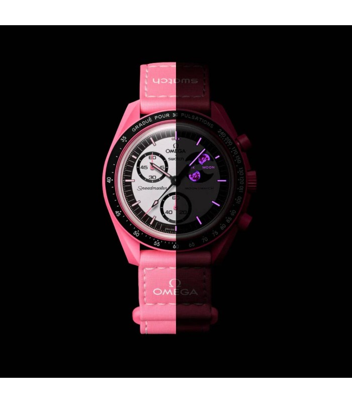 ساعت امگا سواچ مدل MISSION TO THE PINK MOONPHASE SO33P700