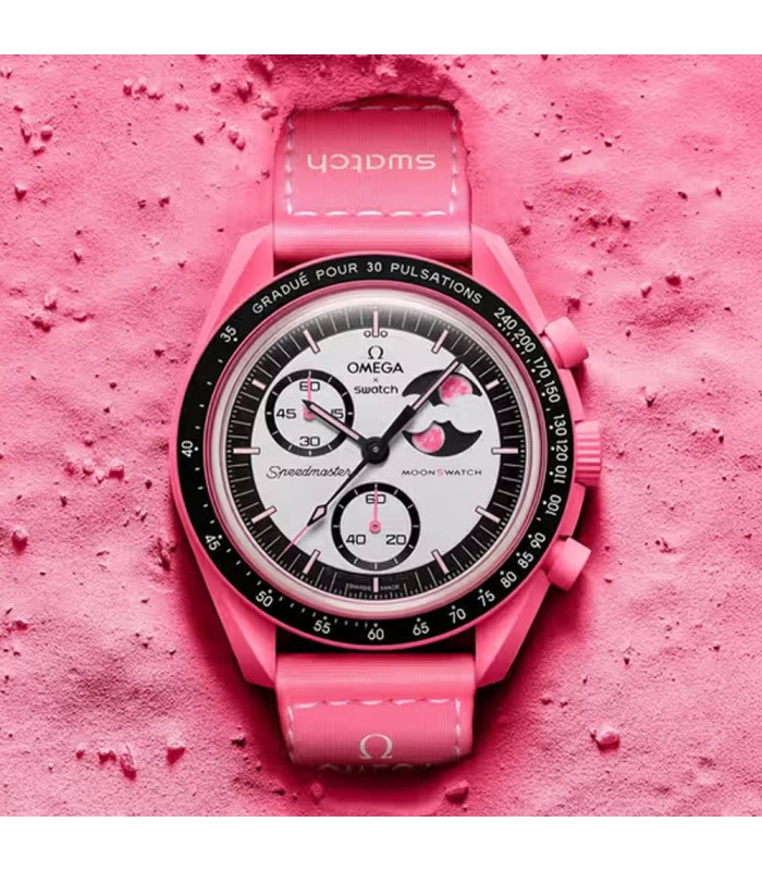 ساعت امگا سواچ مدل MISSION TO THE PINK MOONPHASE SO33P700