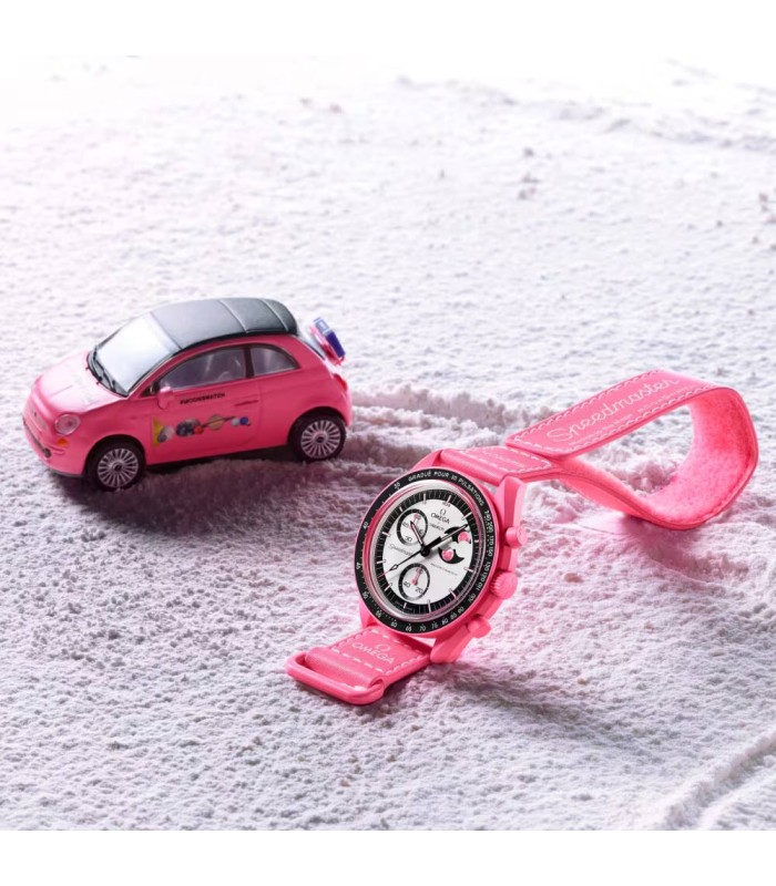 ساعت امگا سواچ مدل MISSION TO THE PINK MOONPHASE SO33P700