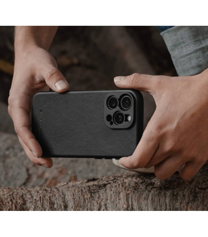 کیس چرم سندمارک مدل Sandmarc Pro Leather Case  - سازگار با آیفون ۱۵ پرومکس - رنگ مشکی