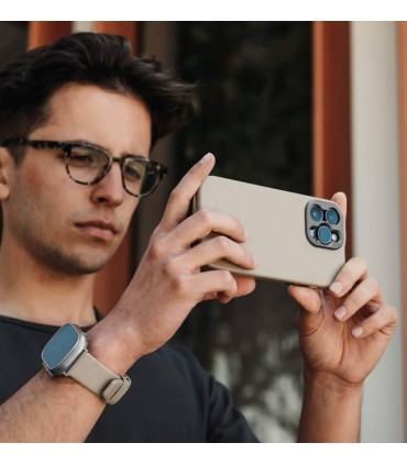 کیس چرم سندمارک مدل Sandmarc Pro Leather Case  - سازگار با آیفون ۱۵ پرومکس - رنگ شنی