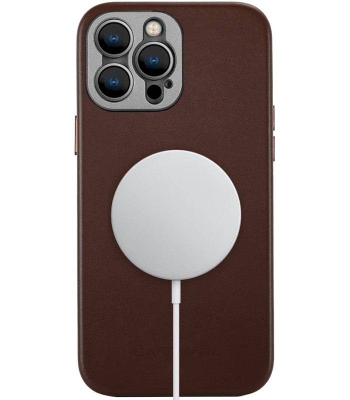 کیس چرم سندمارک مدل Sandmarc Pro Leather Case  - سازگار با آیفون ۱۴ پرومکس - رنگ قهوه‌ای