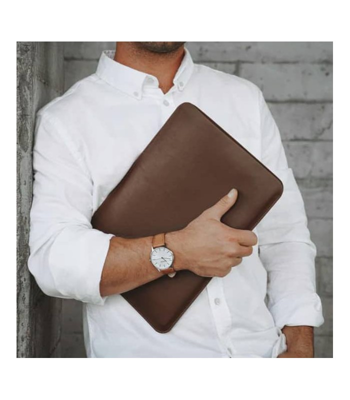 کاور چرمی مک بوک پرو ۱۴ اینچی سندمارک مدل Sandmarc Leather Edition Macbook Pro Sleeve 14" - رنگ قهوه‌ای