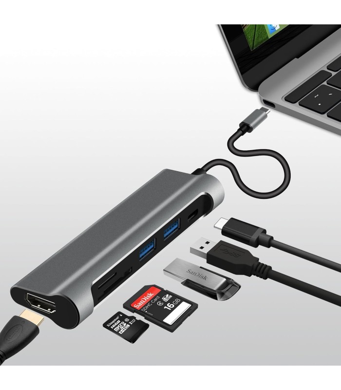 هاب ۶ پورت جی سی پال مدل JCPAL USB-C Linx USB-C Multiport with 4K HDMI and Card Reader