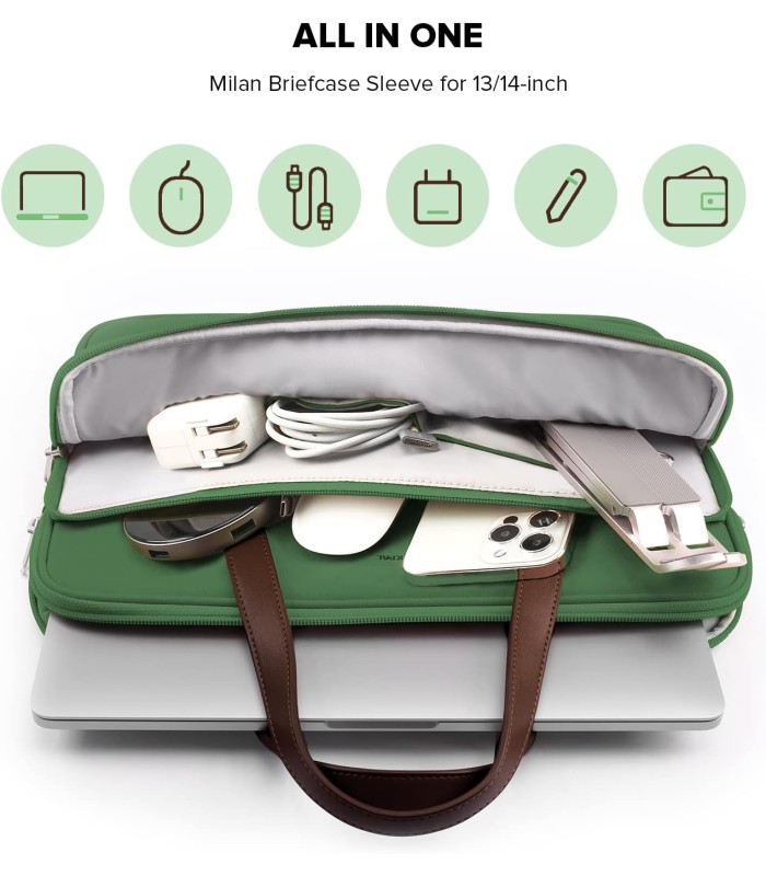 کیف مک‌بوک ۱۳و۱۴ اینچی جی سی پال مدل JCPAL Milan Briefcase Sleeve - سبز‌تیره