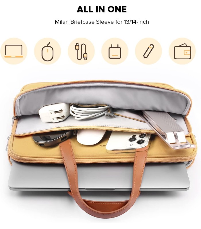 کیف مک‌بوک ۱۳و۱۴ اینچی جی سی پال مدل JCPAL Milan Briefcase Sleeve - قهوه‌ای روشن