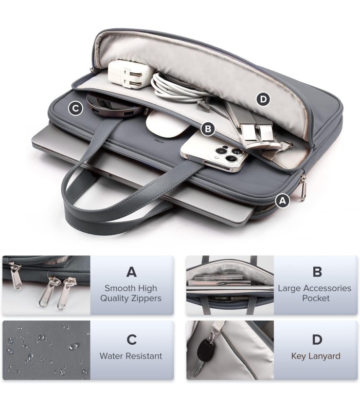 کیف مک‌بوک ۱۵و۱۶ اینچی جی سی پال مدل JCPAL Milan Briefcase Sleeve - خاکستری