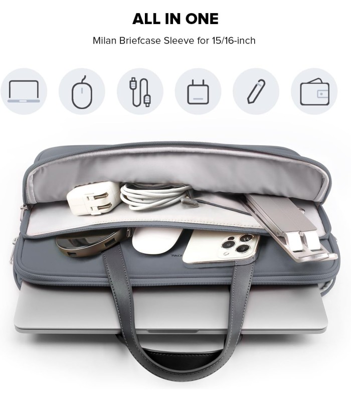 کیف مک‌بوک ۱۵و۱۶ اینچی جی سی پال مدل JCPAL Milan Briefcase Sleeve - خاکستری