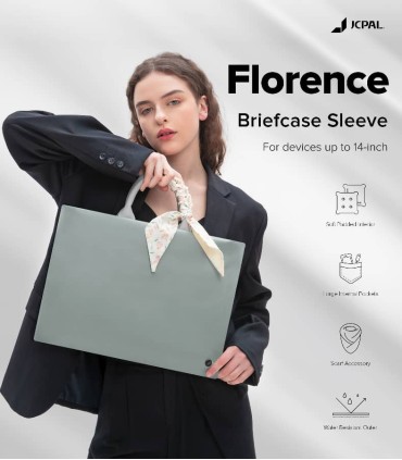 کیف لپ‌تاپ ۱۳و۱۴ اینچی جی سی پال مدل JCPAL Florence Briefcase Sleeve - سبزآبی