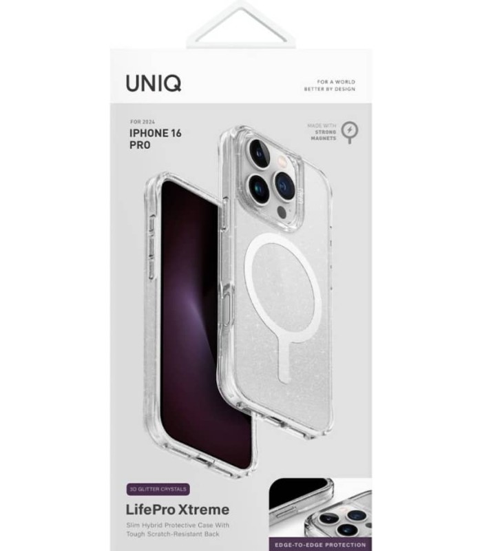 قاب آیفون مگ‌سیف یونیک مدل UNIQ LifePro Xtreme مناسب برای آیفون ۱۶ پرو | رنگ سفید درخشان