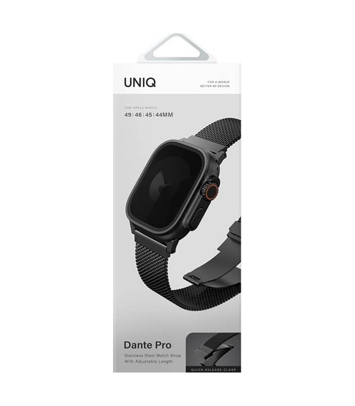 بند اپل واچ‌ یونیک مدل UNIQ Dante Pro Steel Strap 49/46/45/44mm- مشکی