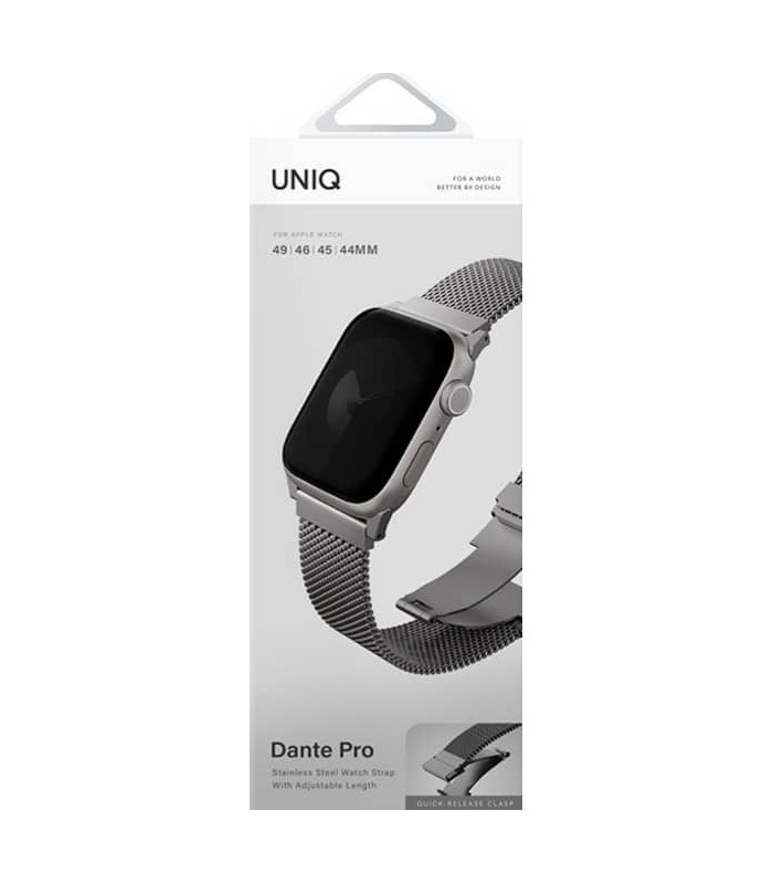 بند اپل واچ‌ یونیک مدل UNIQ Dante Pro Steel Strap 49/46/45/44mm- نقره‌ای