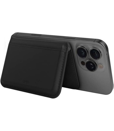 کیف پول چرم مگ‌سیف‌دار یونیک مدل UNIQ Lyden | رنگ مشکی‌