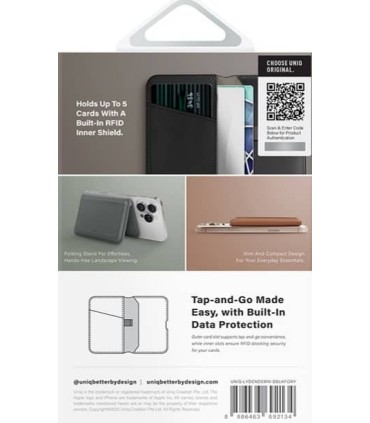 کیف پول چرم مگ‌سیف‌دار یونیک مدل UNIQ Lyden | رنگ مشکی‌