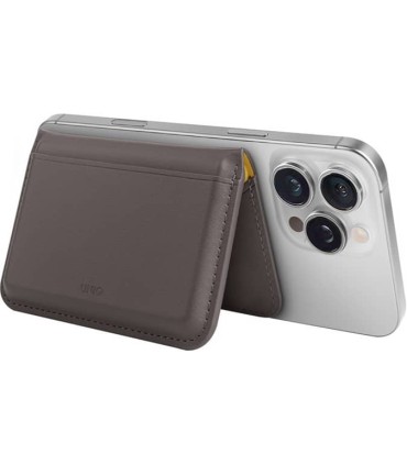 کیف پول چرم مگ‌سیف‌دار یونیک مدل UNIQ Lyden | رنگ خاکستری