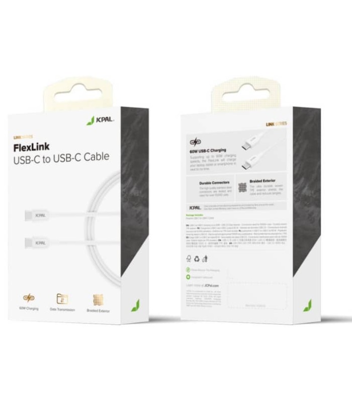 کابل شارژ ۲ متری جی سی پال - دو سر تایپ سی مدل JCPal FlexLink USB-C to USB-C