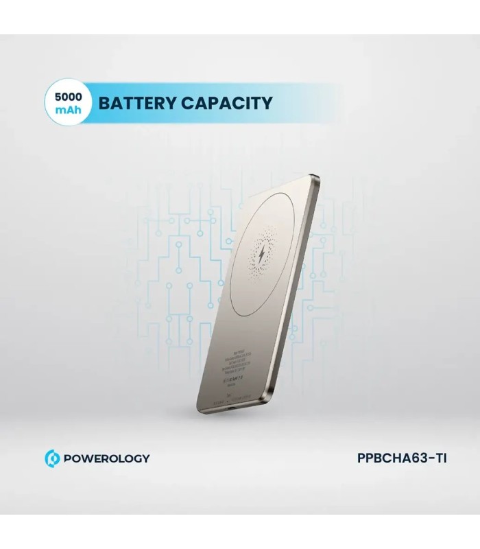 پاوربانک ۵۰۰۰ پاورولوژی مدل Powerology Magsafe PPBCHA63-TI - رنگ تیتانیوم
