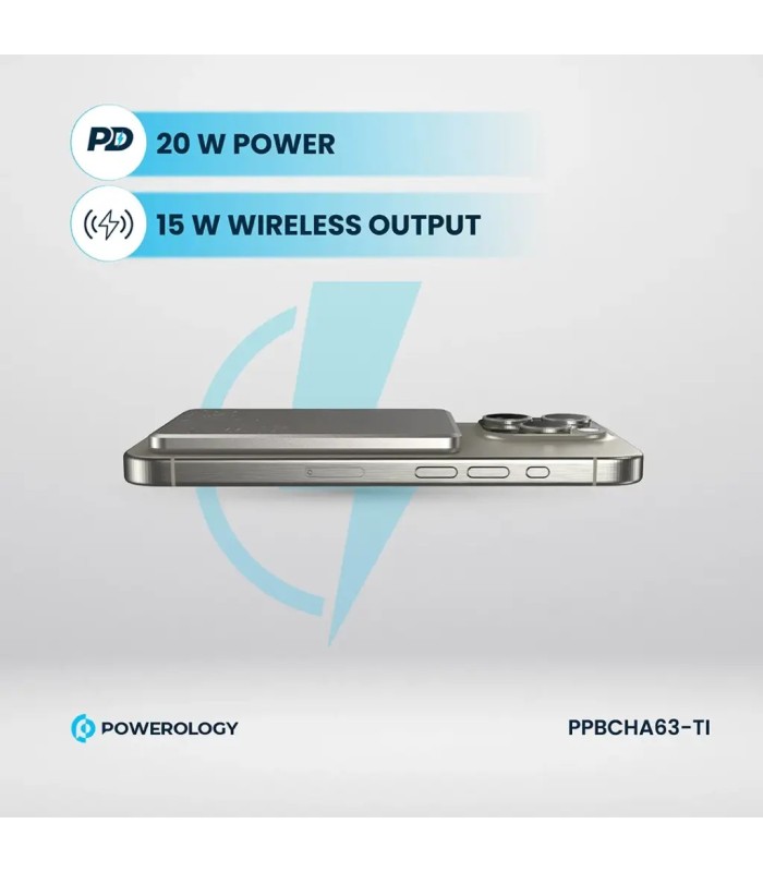 پاوربانک ۵۰۰۰ پاورولوژی مدل Powerology Magsafe PPBCHA63-TI - رنگ تیتانیوم