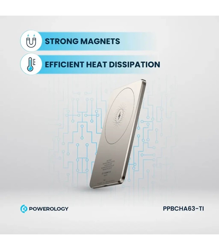 پاوربانک ۵۰۰۰ پاورولوژی مدل Powerology Magsafe PPBCHA63-TI - رنگ تیتانیوم