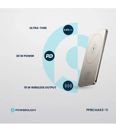 پاوربانک ۵۰۰۰ پاورولوژی مدل Powerology Magsafe - رنگ تیتانیوم