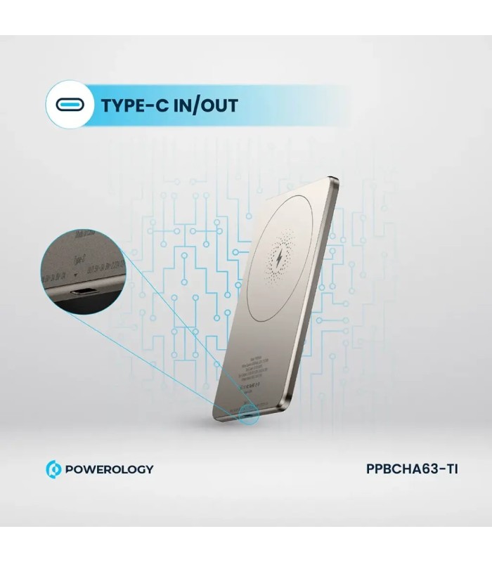 پاوربانک ۵۰۰۰ پاورولوژی مدل Powerology Magsafe PPBCHA63-TI - رنگ تیتانیوم