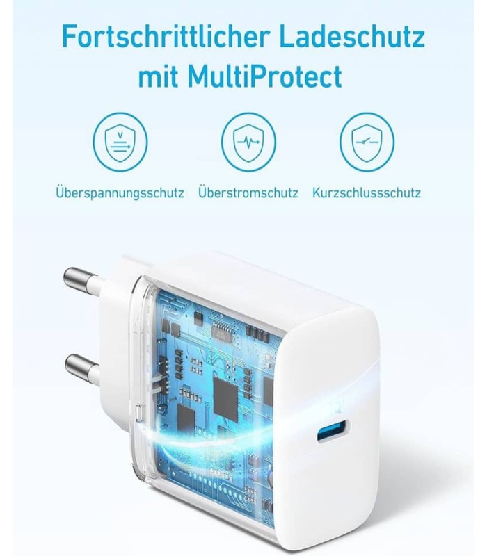 آداپتور شارژر ۲۰ وات به همراه کابل دو سر USB-C انکر مدل Anker Select Charger 20w B2347