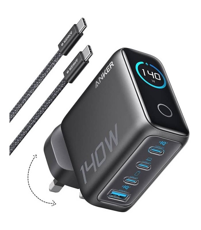 آداپتور شارژر ۱۴۰ وات انکر مدل Anker Zolo GaN 4 port - B2697