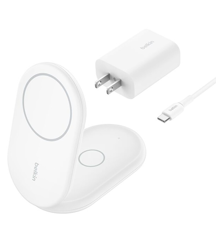پایه شارژ وایرلس بلکین مدل Belkin BoostCharge 2-in-1 – Qi215W - رنگ سفید