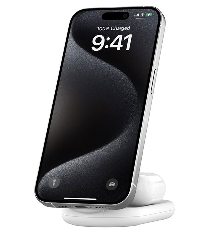 پایه شارژ وایرلس بلکین مدل Belkin BoostCharge 2-in-1 – Qi215W - رنگ سفید