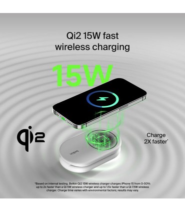 پایه شارژ وایرلس بلکین مدل belkin BoostCharge 2-in-1 Magnetic - Qi2 15W