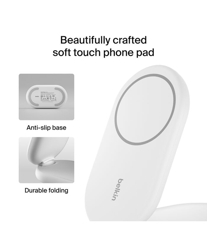 پایه شارژ وایرلس بلکین مدل belkin BoostCharge 2-in-1 Magnetic - Qi2 15W