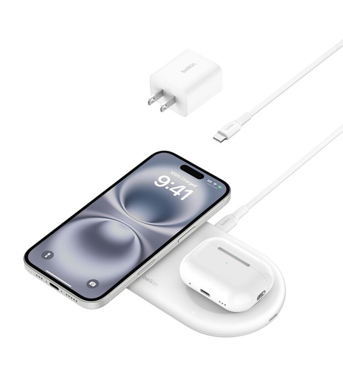 پد شارژ وایرلس بلکین مدل Belkin BoostCharge Pro 2in1 – WIZ021ttWH - سفید