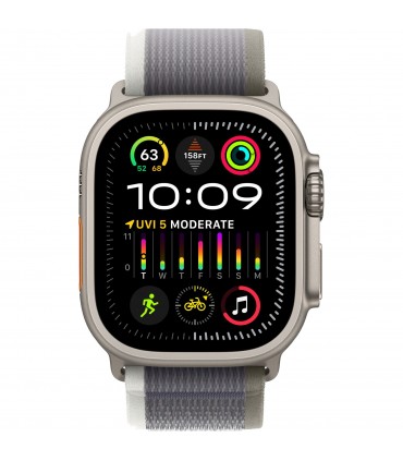 دست دوم - اپل واچ اولترا ۲ رنگ تیتانیوم با بند تریل لوپ سبز/خاکستری - سایز ۴۹ میلی‌متر 