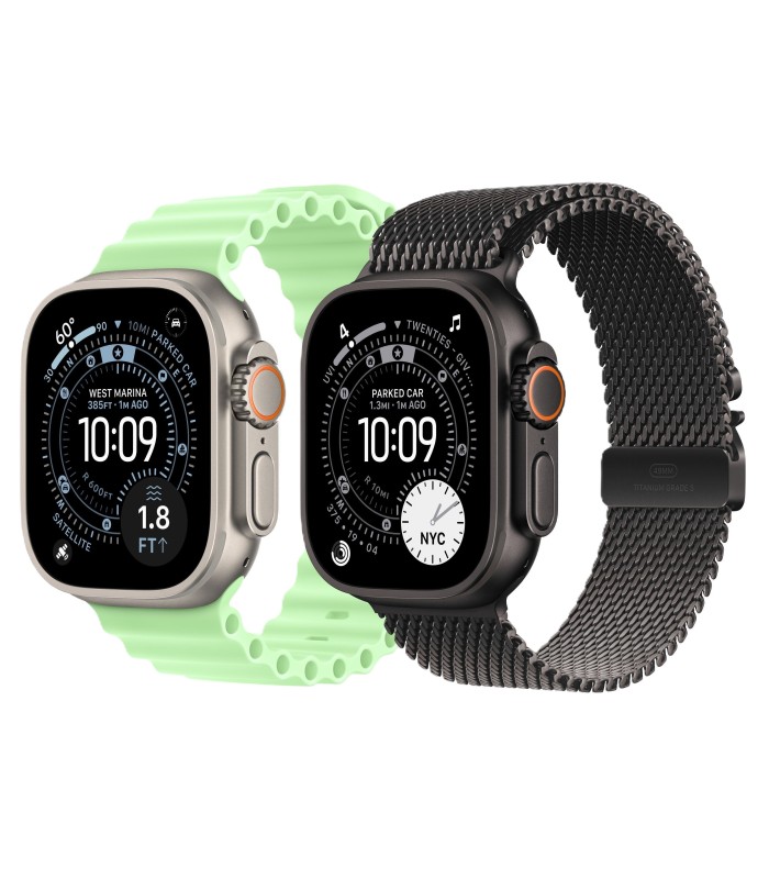 اپل واچ اولترا ۳ رنگ تیتانیوم با بند تریل لوپ رنگ مشکی - سایز ۴۹ میلی‌متر