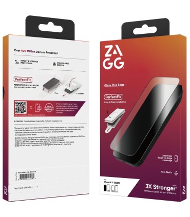 محافظ صفحه نمایش زگ مدل ZAGG Glass Plus Edge مناسب برای آیفون ۱۷ و ۱۷ پرو