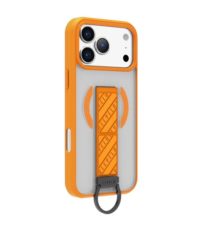 کیس شفاف استند‌دار لولو مدل Levelo Morphix Clara مناسب iPhone 17 Pro - نارنجی/سفید