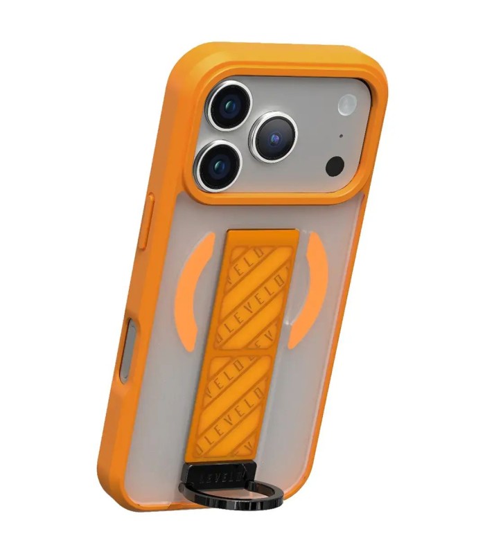 کیس شفاف استند‌دار لولو مدل Levelo Morphix Clara مناسب iPhone 17 Pro - نارنجی/سفید