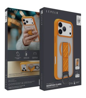 کیس شفاف استند‌دار لولو مدل Levelo Morphix Clara مناسب iPhone 17 Pro - نارنجی/سفید