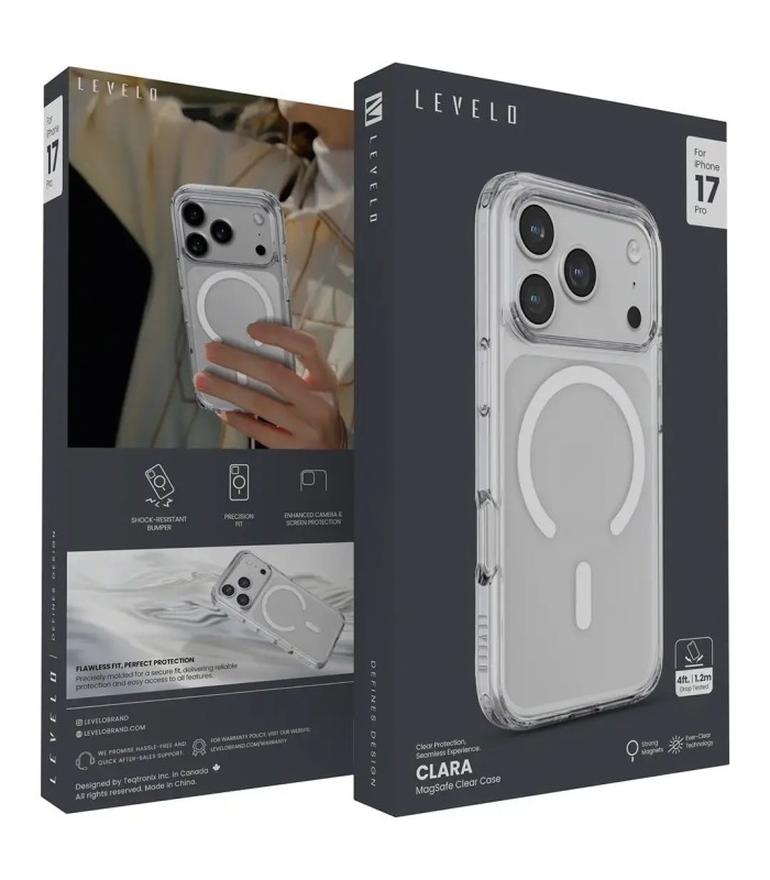 کیس مگ سیف لولو مدل Levelo Magsafe Clara مناسب iPhone 17 Pro - شفاف